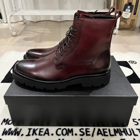 Zanzara Kumari Platform Lace Up Leather Boots - Wine Colorway - Picture 3 of 6